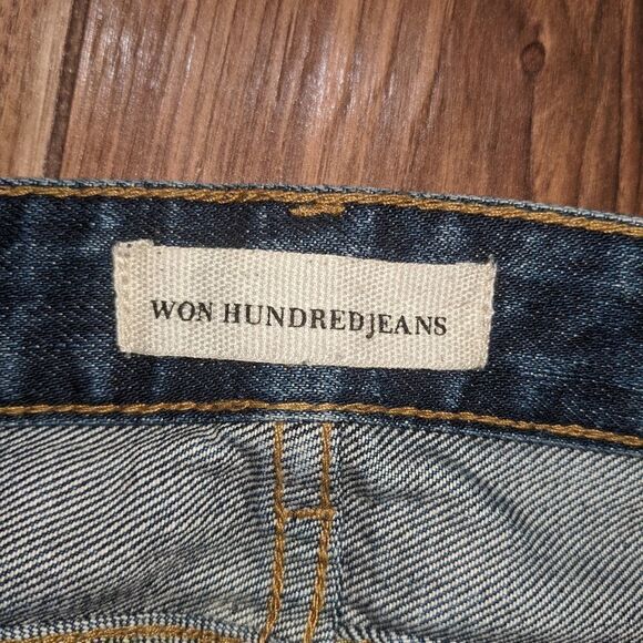 WON HUNDRED Women's High Rise Cropped Slightly Distressed Blue Jeans. Size 26. - Picture 5 of 6